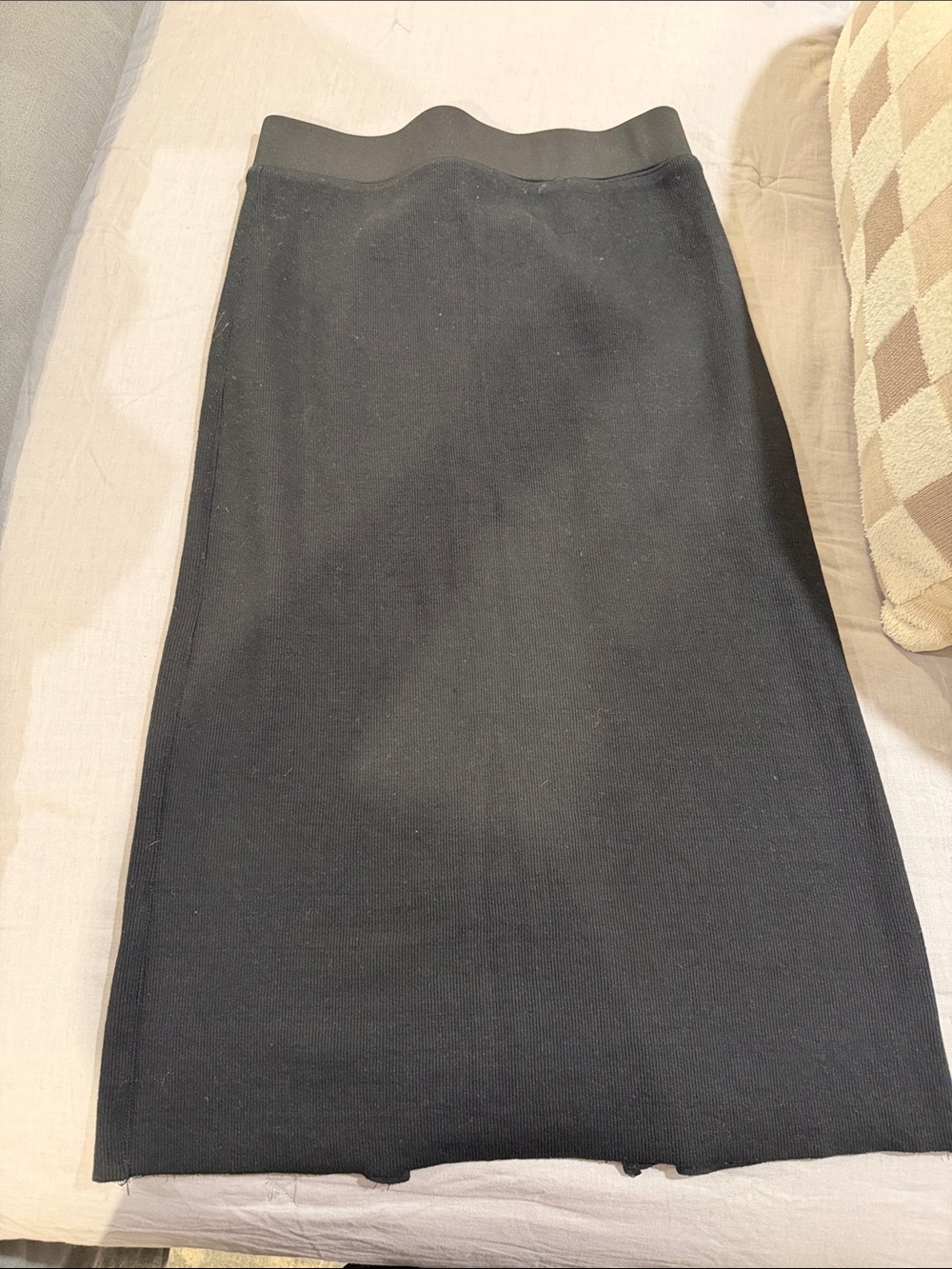 Mod Ref Sleek Black Stretch Ribbed Pencil Skirt